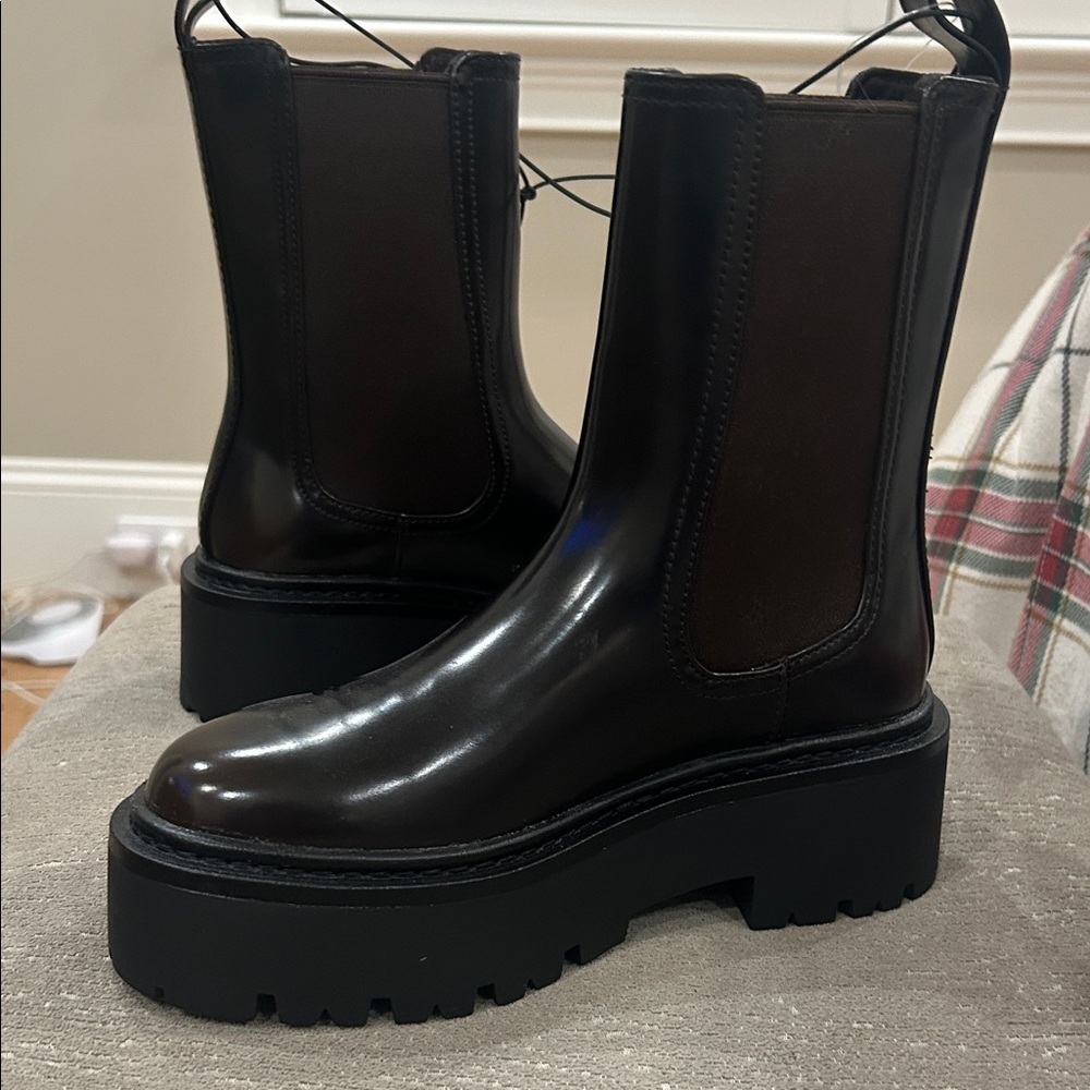 H&M Dark Brown Platform Heeled Boots